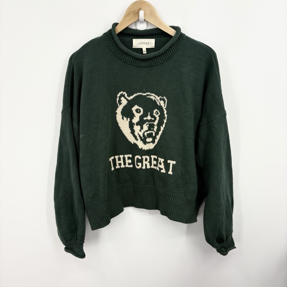 The Great Sweater 2 Medium Bear Roll Neck Preppy Academia Old Money Ivy Retro